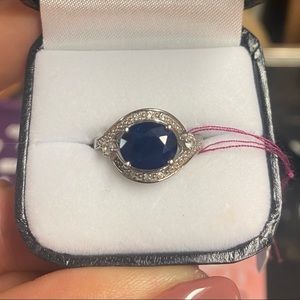 Blue Sapphire & White Topaz Sterling Silver ring